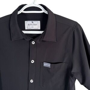 Burlebo Button Down Shirt Mens S Black Short Sleeve Performance Stretch